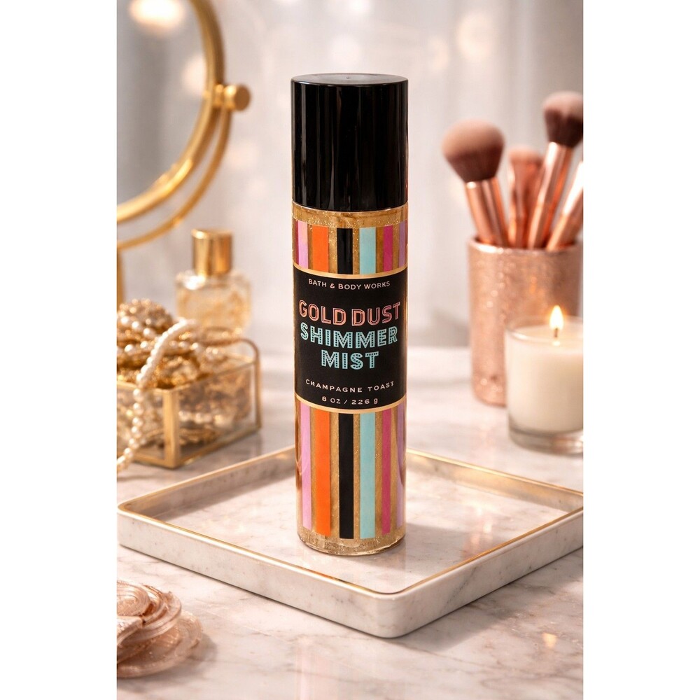 Bath & Body Works Gold Dust Shimmer Mist Champagne Toast 8 oz Glitter Body Spray